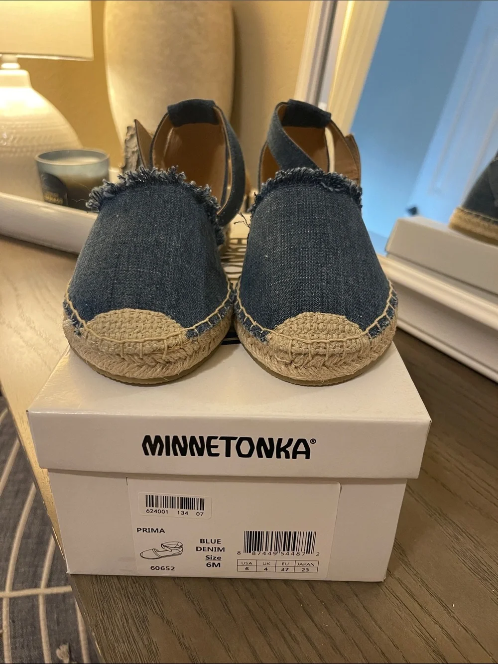 Women’s Minnetonka Denim Espadrille Ankle-Strap Flats - Blue size 6